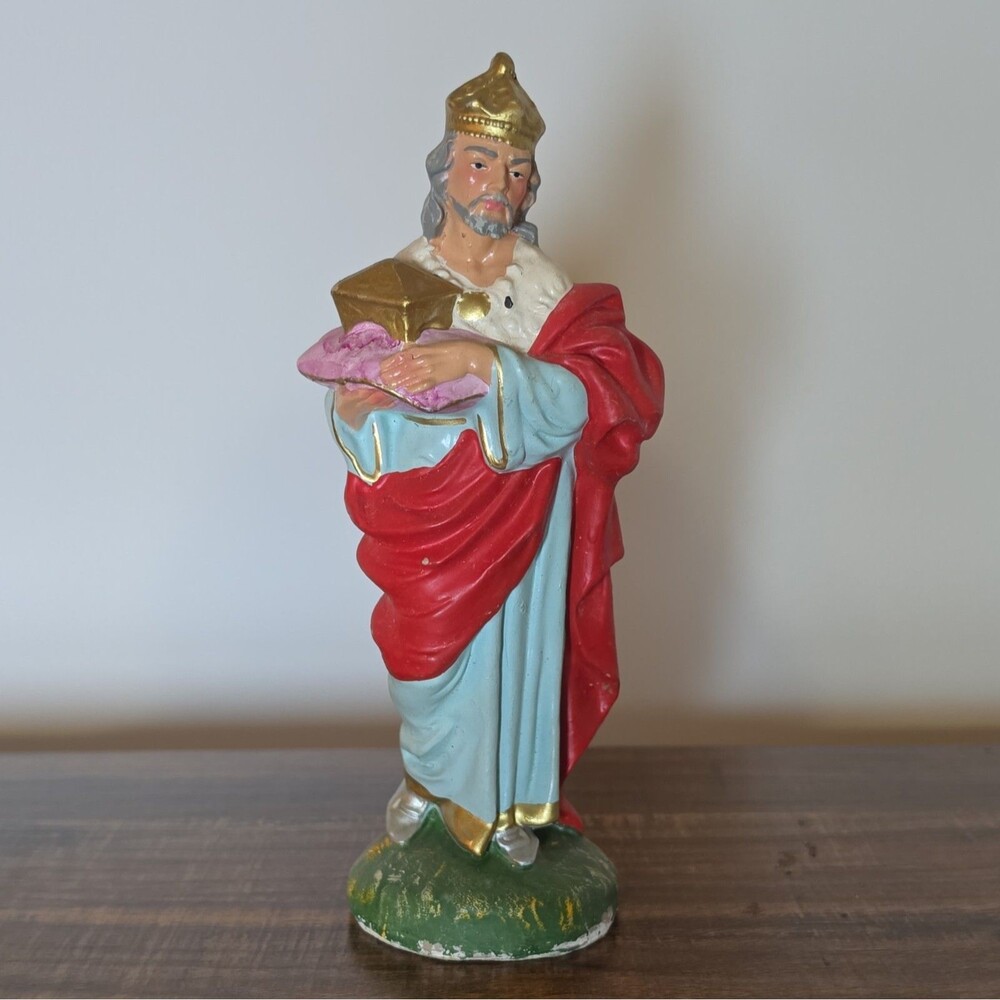 Vtg  Fontanini Nativity Wise Man Magi  in Red Figurine Hand Painted Italy